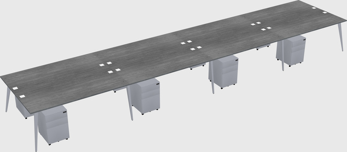 Shared rectangular office desk system