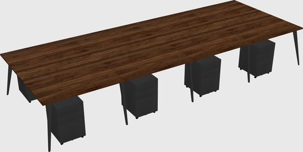 Shared rectangular office desk system