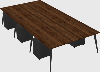 Shared rectangular office desk system