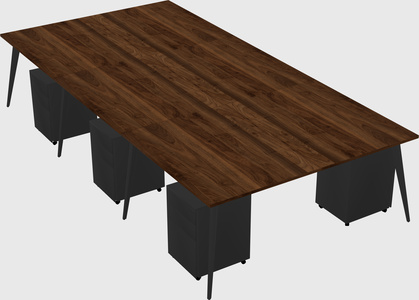 Shared rectangular office desk system