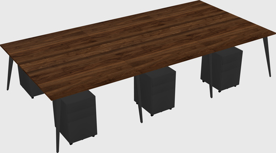 Shared rectangular office desk system
