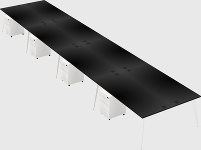 Shared rectangular office desk system