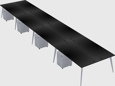 Shared rectangular office desk system