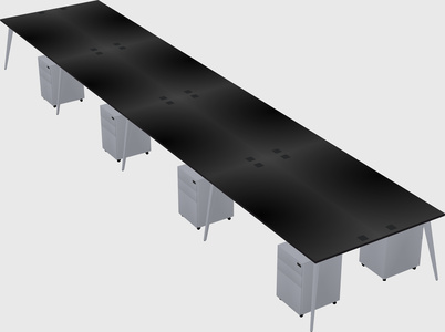 Shared rectangular office desk system