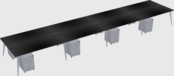Shared rectangular office desk system