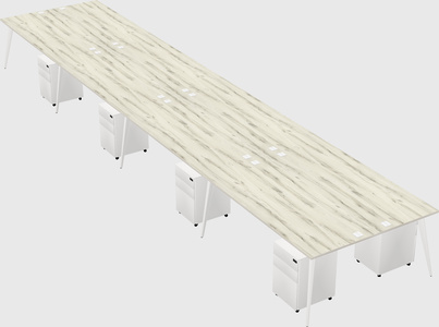 Shared rectangular office desk system