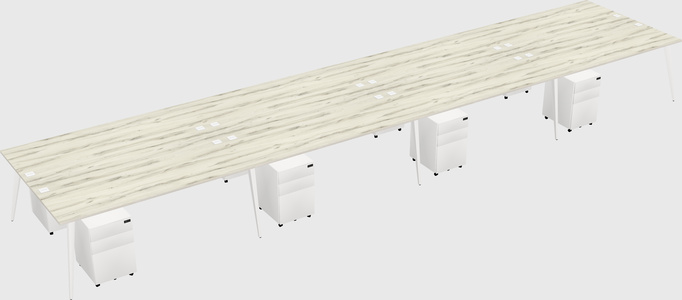 Shared rectangular office desk system