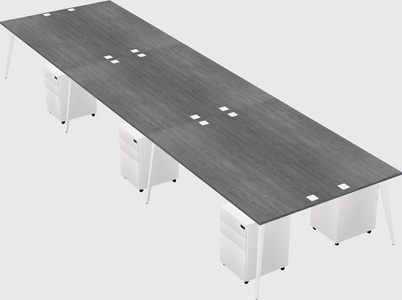 Shared rectangular office desk system