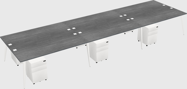 Shared rectangular office desk system