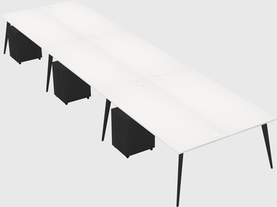 Shared rectangular office desk system