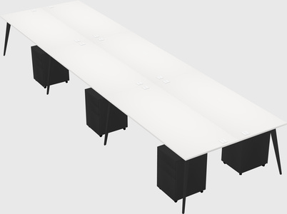 Shared rectangular office desk system