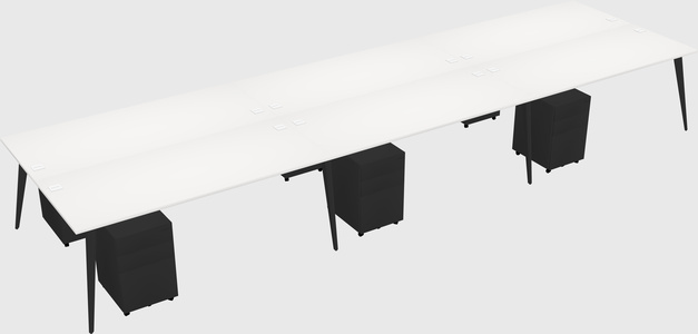 Shared rectangular office desk system