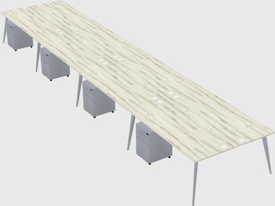 Shared rectangular office desk system