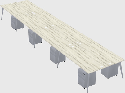 Shared rectangular office desk system