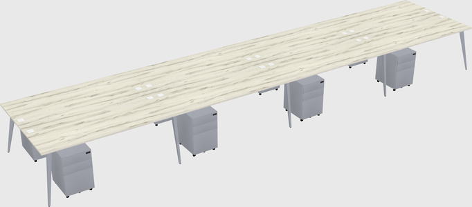 Shared rectangular office desk system