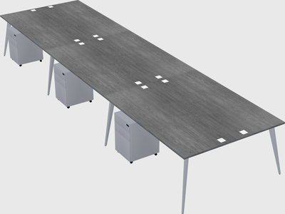 Shared rectangular office desk system