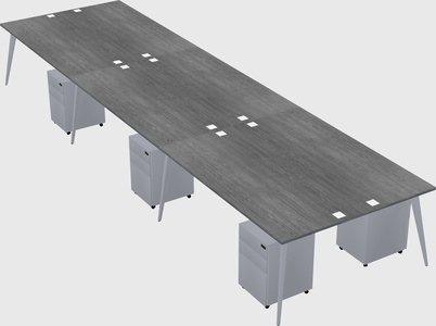 Shared rectangular office desk system