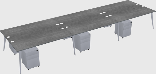 Shared rectangular office desk system