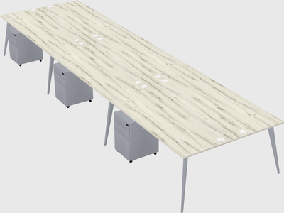 Shared rectangular office desk system