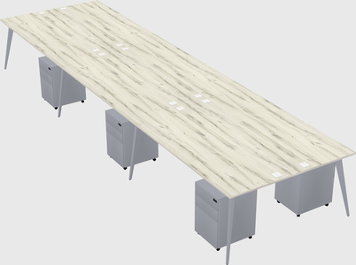Shared rectangular office desk system