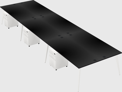 Shared rectangular office desk system