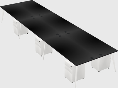 Shared rectangular office desk system