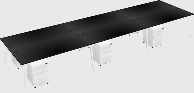 Shared rectangular office desk system