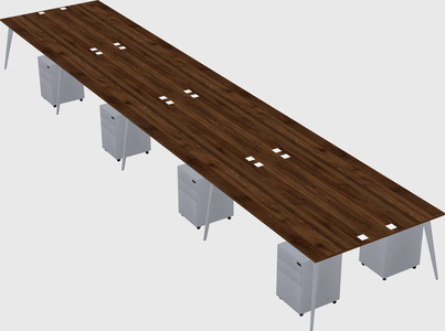 Shared rectangular office desk system