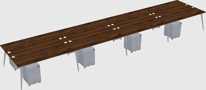 Shared rectangular office desk system