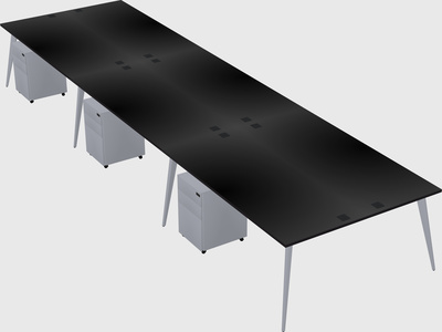 Shared rectangular office desk system
