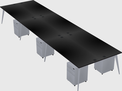 Shared rectangular office desk system