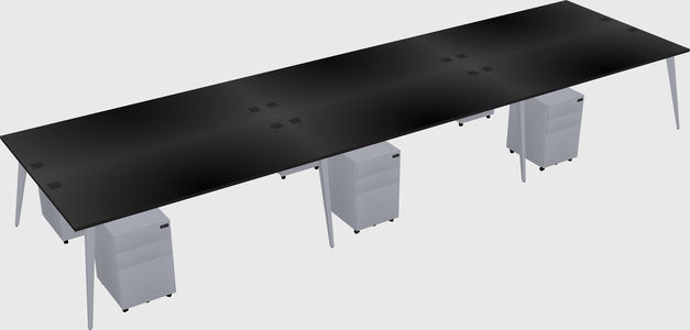 Shared rectangular office desk system
