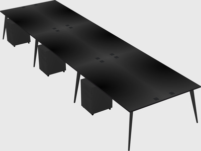 Shared rectangular office desk system
