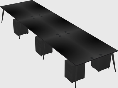 Shared rectangular office desk system