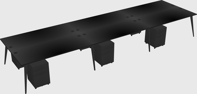 Shared rectangular office desk system