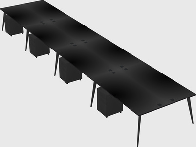 Shared rectangular office desk system