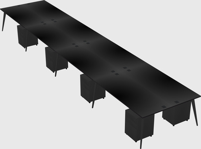 Shared rectangular office desk system