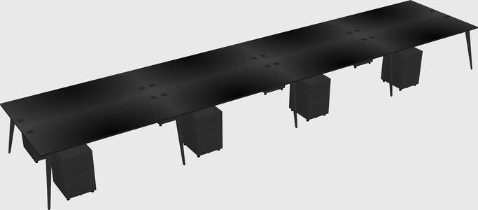 Shared rectangular office desk system