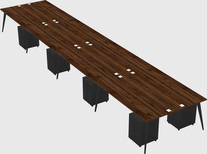 Shared rectangular office desk system