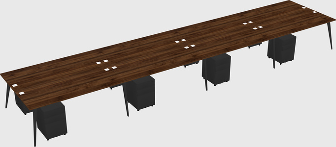 Shared rectangular office desk system