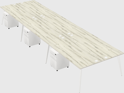 Shared rectangular office desk system