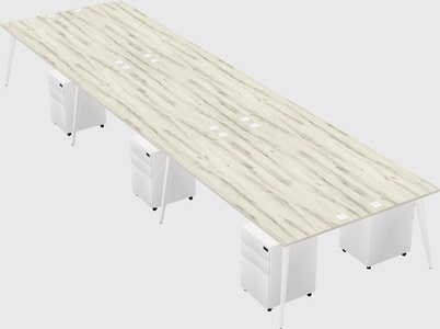 Shared rectangular office desk system