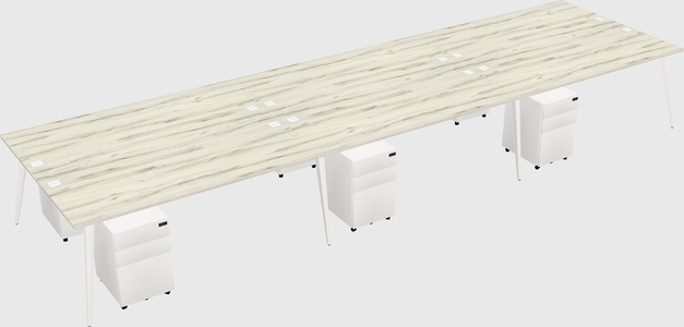 Shared rectangular office desk system