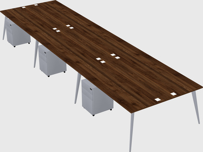 Shared rectangular office desk system