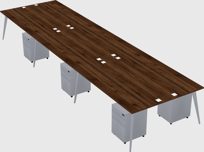 Shared rectangular office desk system