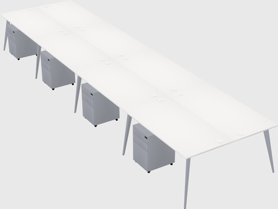 Shared rectangular office desk system