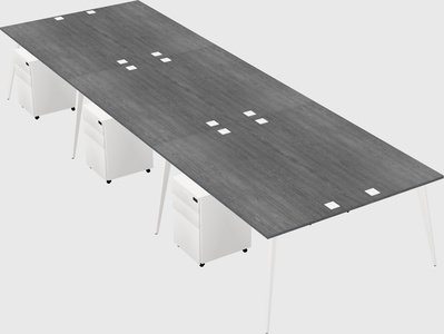 Shared rectangular office desk system