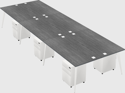 Shared rectangular office desk system