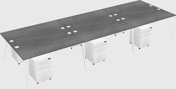 Shared rectangular office desk system
