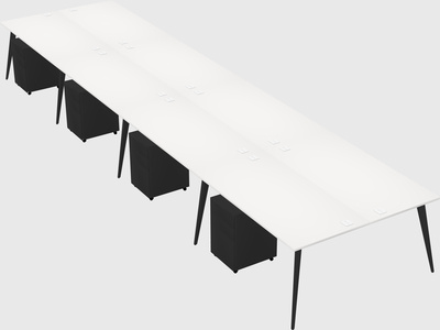 Shared rectangular office desk system